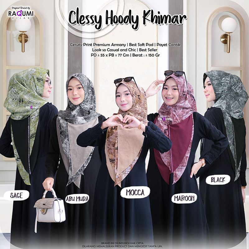 CLESSY HOODIE KHIMAR RAQUMI ORIGINAL | KHIMAR BEST PAD RAQUMI | KHIMAR MOTIF RAQUMI | NEW KHIMAR