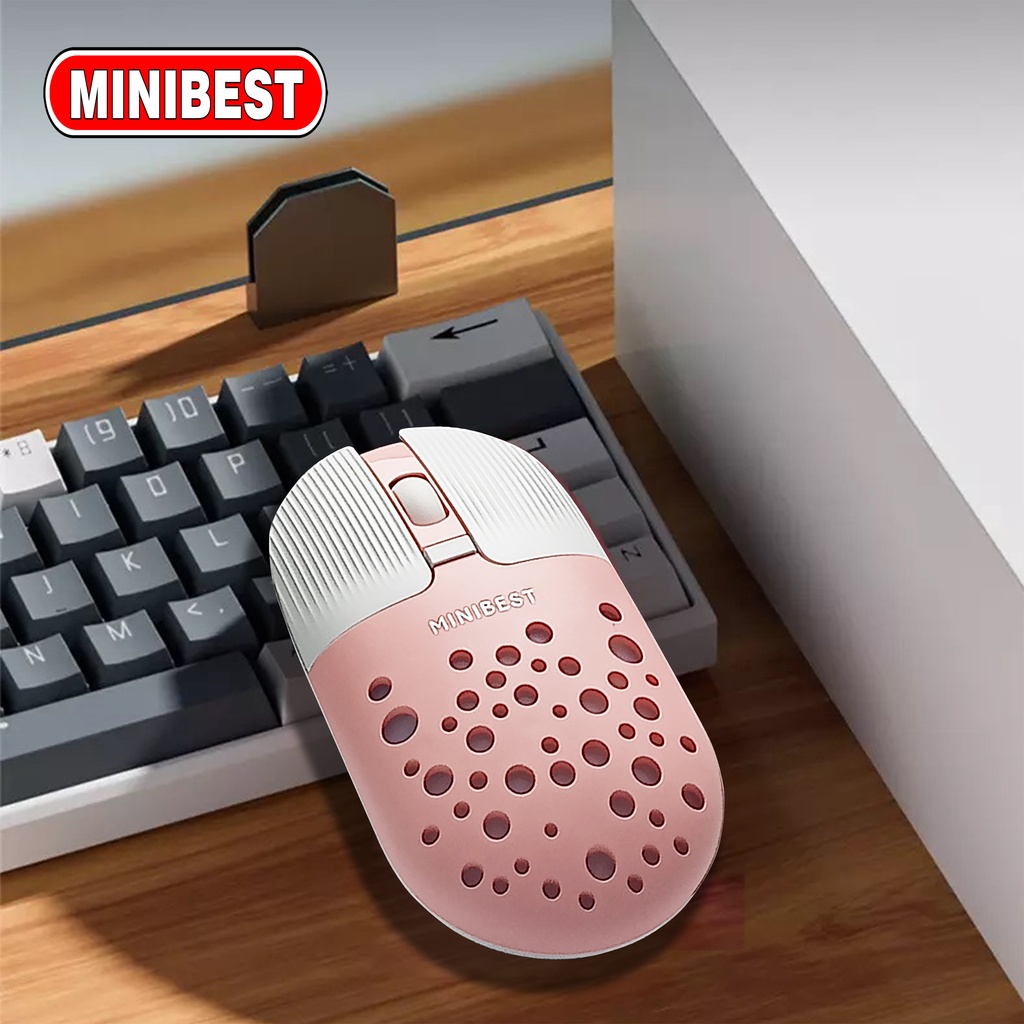 [MB] MN-B398 Pink Mouse Wireless Bluetooth 1600DPI dengan Receiver USB untuk PC Laptop