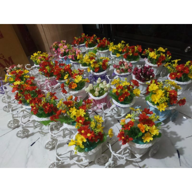 PAJANGAN TANAMAN ORNEMEN POT SEPEDA // BUNGA SEPEDA HIAS ARTIFICIAL DEKORASI PLASTIK RANGKAIAN BUNGA