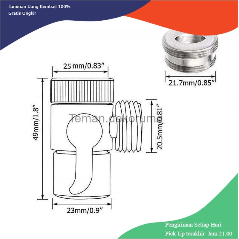 TD - PR CHITOP Splitter Keran Air Sink Diverter Valve Water Tap Connector - CH22