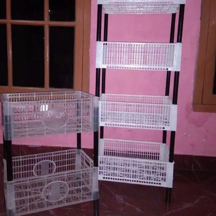 RAK SUSUN Penyimpanan Barang Rak Warung Keranjang Susun 4 Serbaguna 4 SUSUN