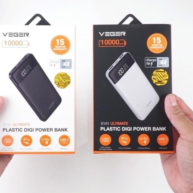 Power Bank VEGER ULTIMATE LED DIGITAL 10000 mAh X101 - Hitam