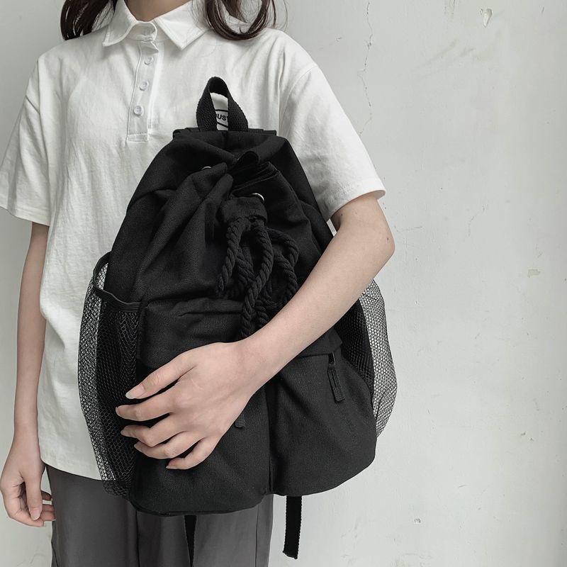 ✸Kain Seraser Bahasa Gelap Wewangian Jepang Ransel Siswa Sekolah Harajuku Serut Angin Malas Multi Saku Sastra Kanvas Ransel