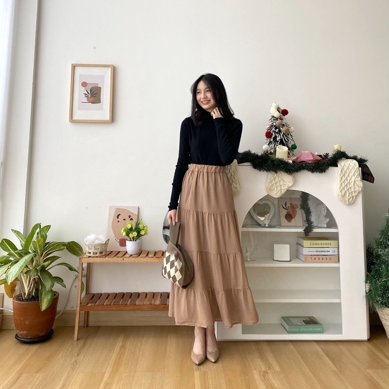 Yeji Long Skirt - Skirt Casual - Rok Panjang Wanita - Korean Skirt