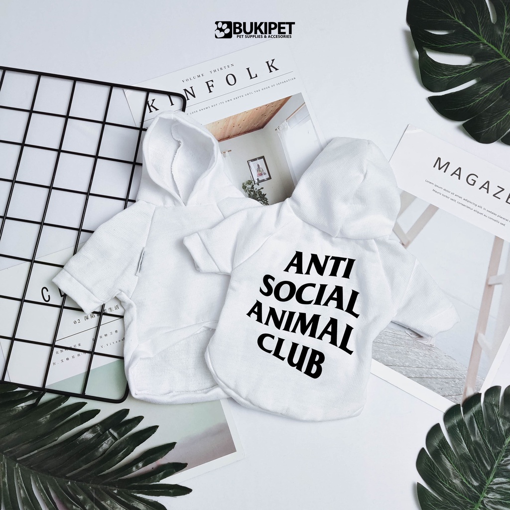 baju kucing anjing kelinci monyet lucu murah aksesoris hewan kecil - HOODIE ANTI SOCIAL ANIMAL CLUB