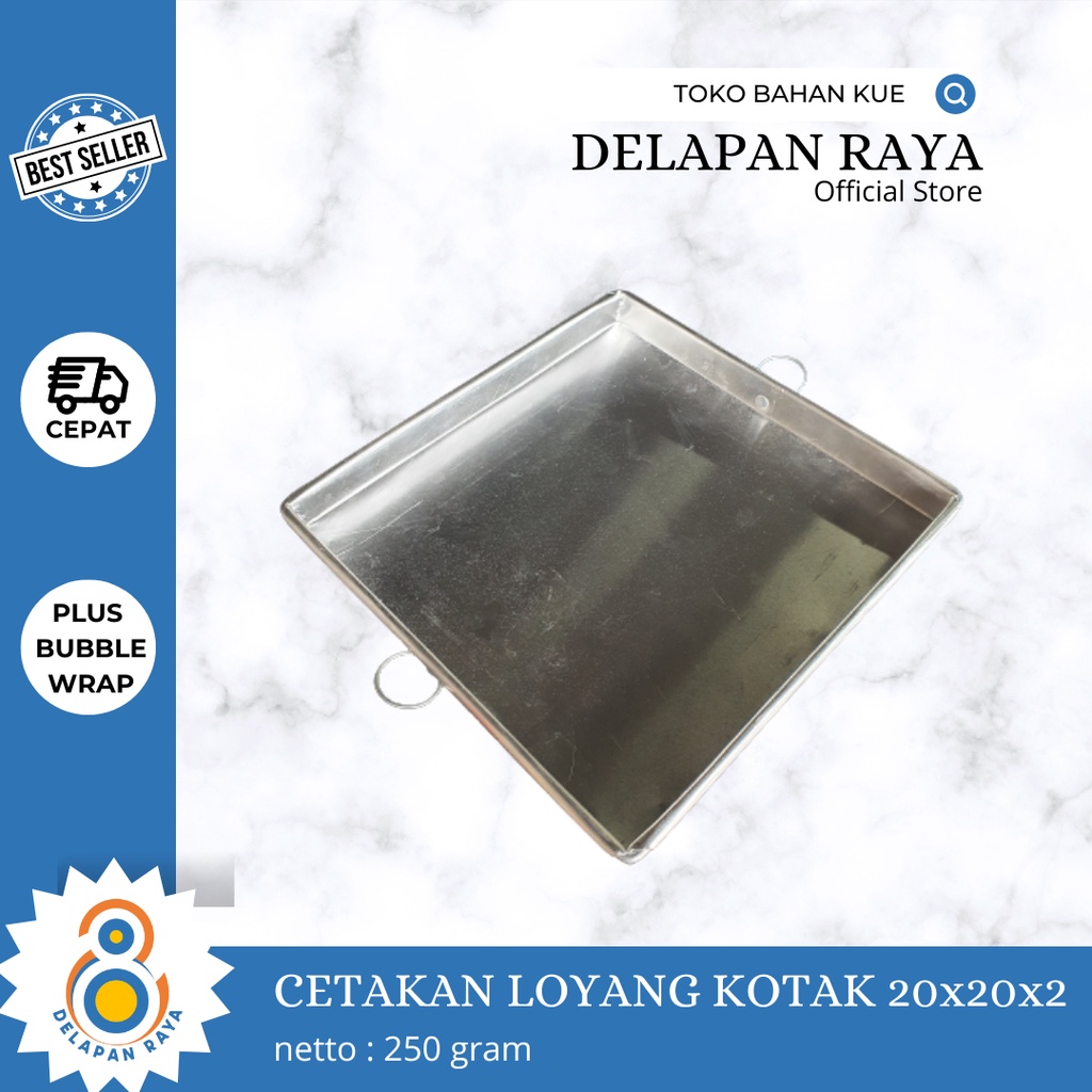 CETAKAN LOYANG KOTAK KUE 20X20X2CM - 8Raya