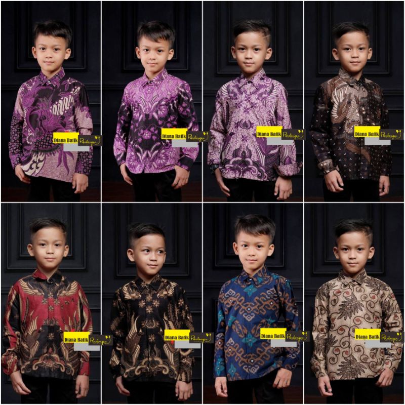 Baju Batik Anak Laki-laki Lengan Panjang bahan Katun M L XL XXL Modern