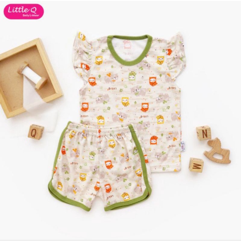 LITTLE Q - setelan anak perempuan lengan kutung motif owl,salur,crodile / setelan anak perempuan little q rampel celana bis  / SETELAN ANAK LITTLE Q