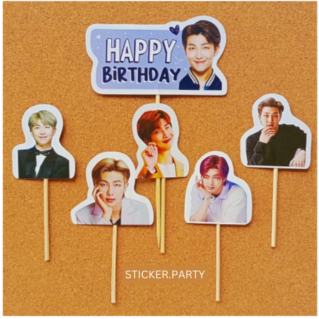 TOPPER CAKE RM KIN NAMJOON BTS TUSUKAN KUE HIASAN HAPPY BIRTHDAY RM DEKORASI KUE TART DEKOR HBD KPOP