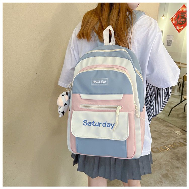 TAS RANSEL BACKPACK PUNGGUNG GENDONG GEMBLOK CEWEK SEKOLAH SCHOOL BAG GANTUNGAN COW SATURDAY HAOLIDA