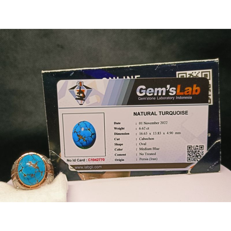 Batu Pirus Persia Biru Urat Emas Jala Sutra. Abdul Rozak.