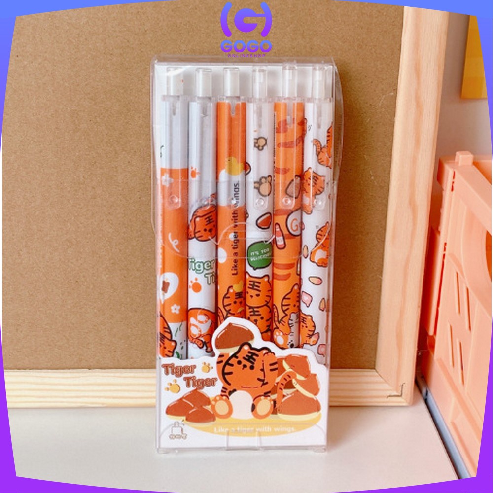 GOGO-A43 Pulpen Mekanik Pen Gel 6PCS Motif Cartoon Pena Bolpoint Stationary Alat Tulis Pelajar Dan Kantor