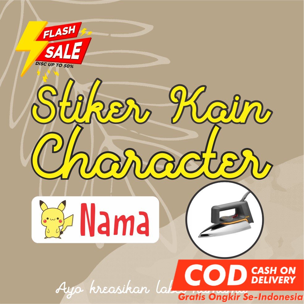 

Stiker Kain Baju Setrika Label Nama Sablon Character sticker aesthetic iron label 36pcs FLASHSALE // Kain // BLUESTIKER