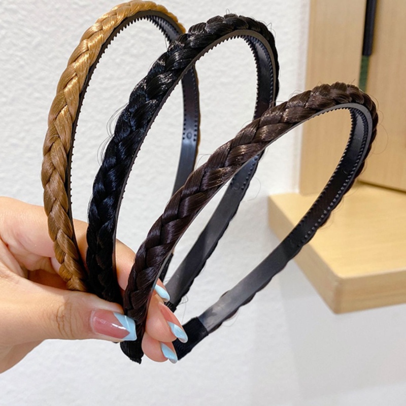 Headband Rambut Palsu Model Kepang Non slip Untuk Wanita