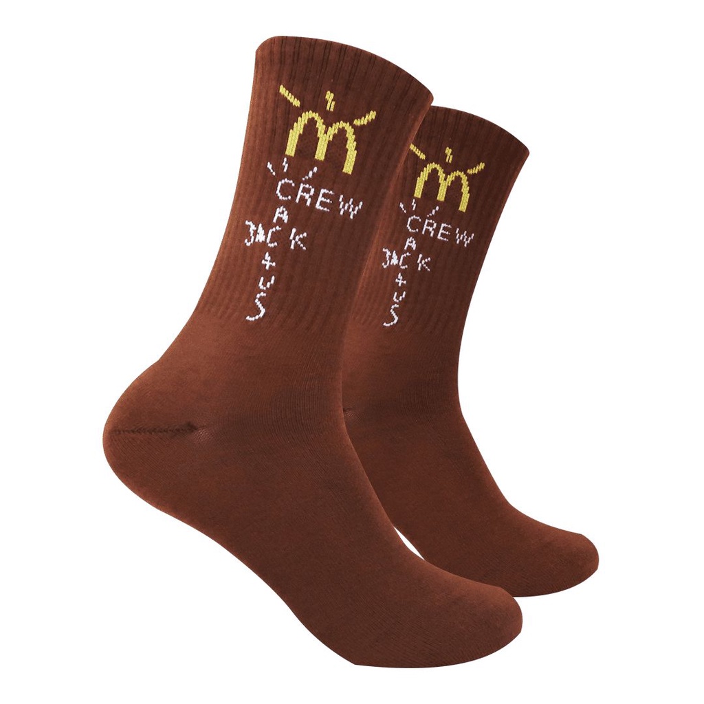 Kaos Kaki Motif McDxCactusJack Coklat Tua ( M139 )