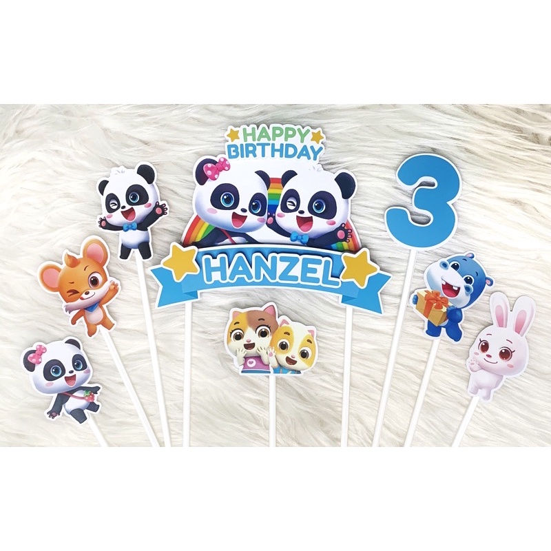 Cake Topper 3D Custom Nama Babybus Baby Bus Kiki dan Miumiu - Alat Dekorasi Kue Ulang Tahun - Satu S