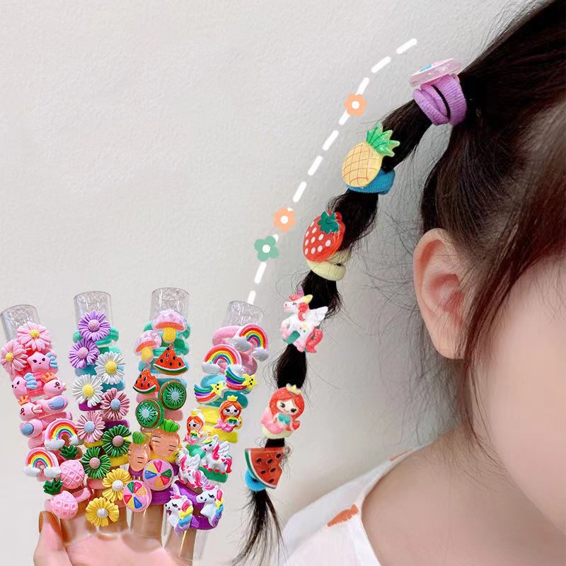 Ikat Rambut Anak Set 10 in 1 / Ikat Rambut Anak Korea Impor / Set Rambut Anak 10 in 1 Motif Karakter Lucu