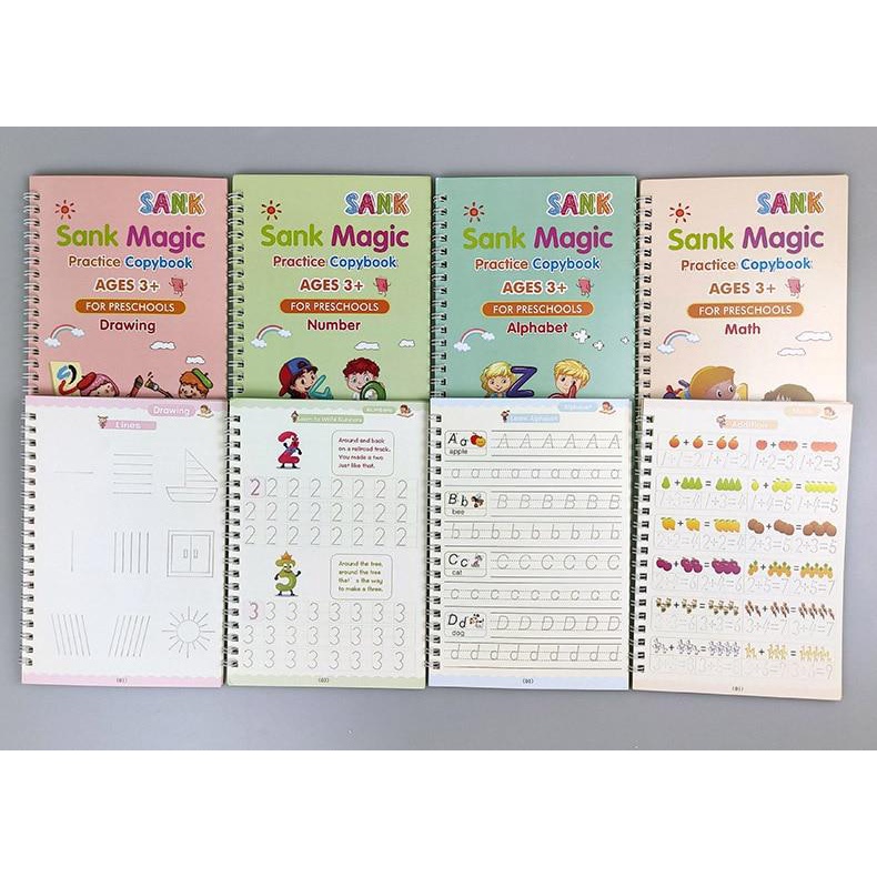<< Jenius >> Buku Belajar Anak Sank Magic 1 Set Isi 4 Buku dan Pulpen  Set Buku Latihan Belajar Menulis PAUD Preschool TK-4