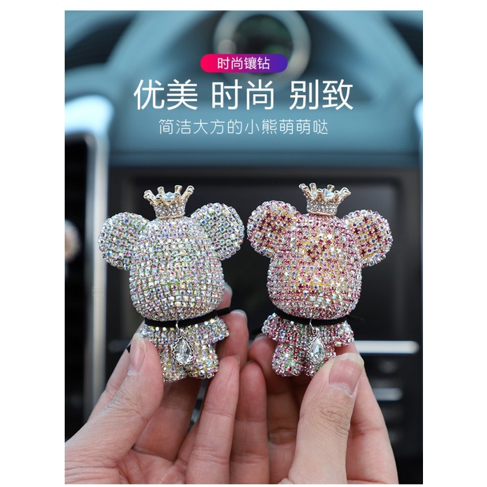Parfum pajangan Pewangi Ac mobil dashboard Little Bear diamond crystal - Hitam