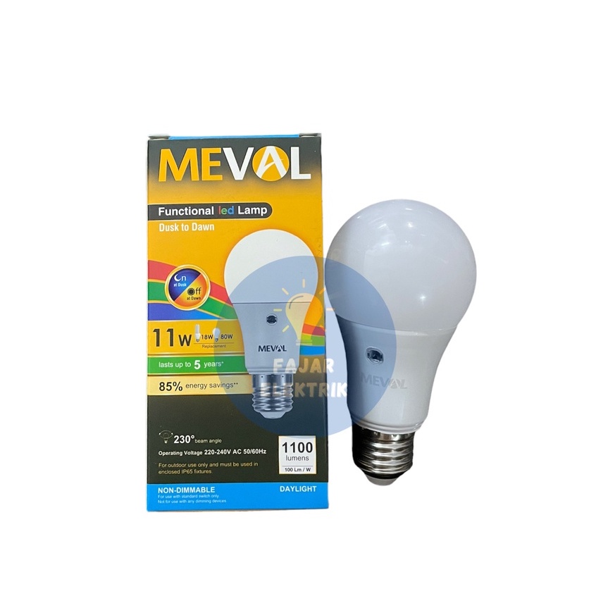 LAMPU 11 WATT MEVAL LED PHOTO SENSOR CAHAYA PUTIH