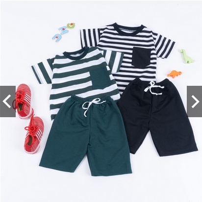 SETELAN BAJU ANAK COWOK GARIS KOMBI POLOS/  SET GARIS KOMBI POLOS 1-7TH