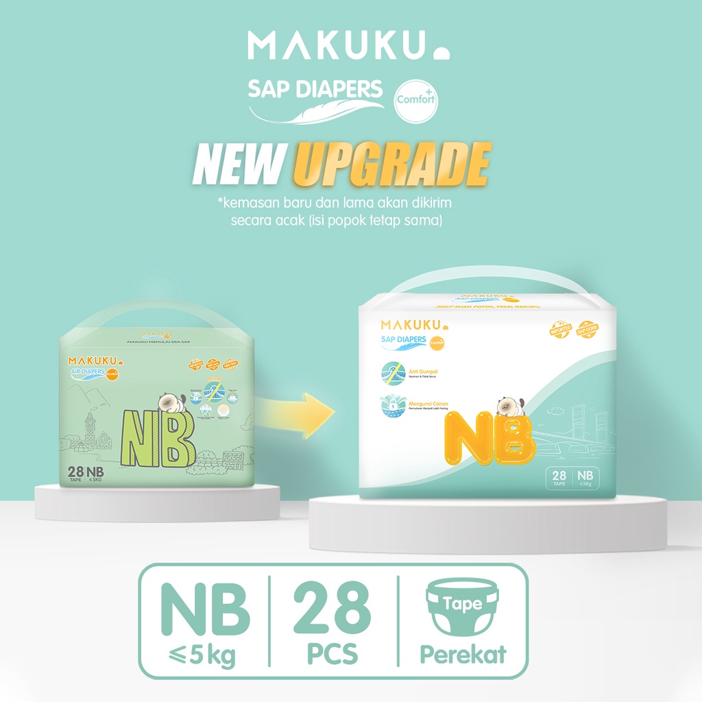 [BabyFriendly] MAKUKU NB28 Air Diapers Comfort+ New Born / Popok bayi Tipis SAP anti gumpal cepat kering sekali pakai tipe perekat / Nyaman dan lembut