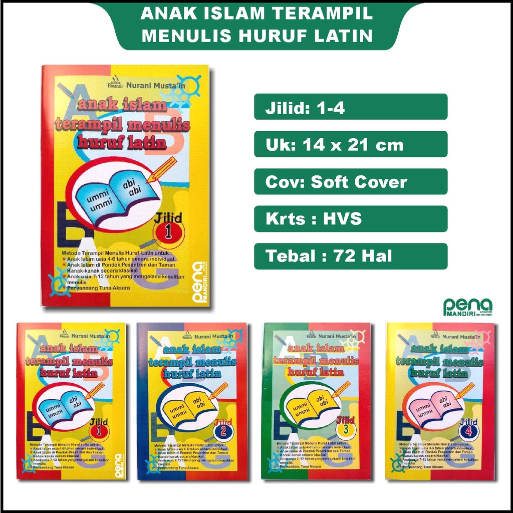 Buku Anak Islam Terampil Menulis Huruf Latin 1 Set 4 Jilid