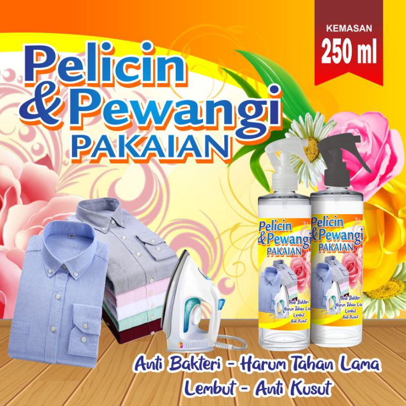 Pelicin Setrika dan pengharum pakaian aneka aroma wangi segar kemasa spray 250 ml