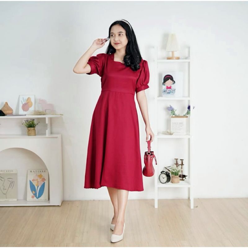 LORA DOLLY DRESS - BAHAN PREMIUM MOSSCREPE