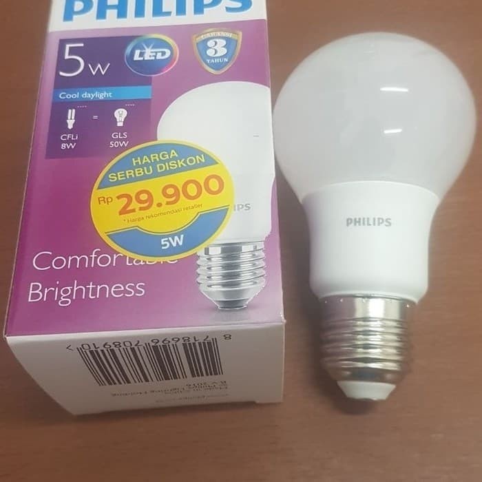 Philips Lampu Led 5W 5 Watt Bohlam Putih Cool Daylight