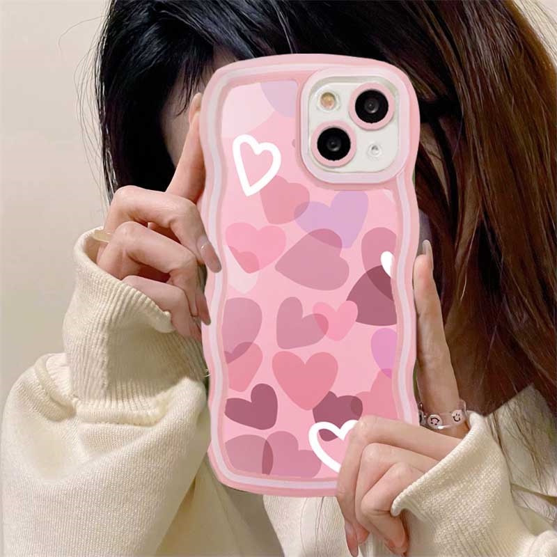 Casing TPU Redmi Note 11S 11 Pro 10C 10A 9C 9T 9A Note 10 5G 10S 9 8 Poco X3 Pro NFC Motif Peach Heart Wave Edge