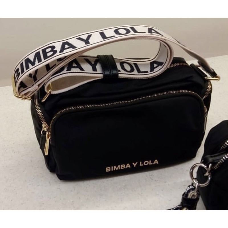 PRELOVED BIMBA Y Lola Crossbody Black/ strap Light Pink Gold hardware Original