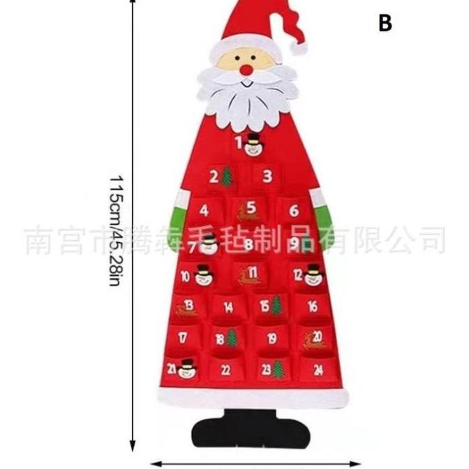 

CHRISTMAS ADVENT CALENDAR SANTA DIY FELT KADO NATAL HAMPERS ANAK LARGE G6945654ERE