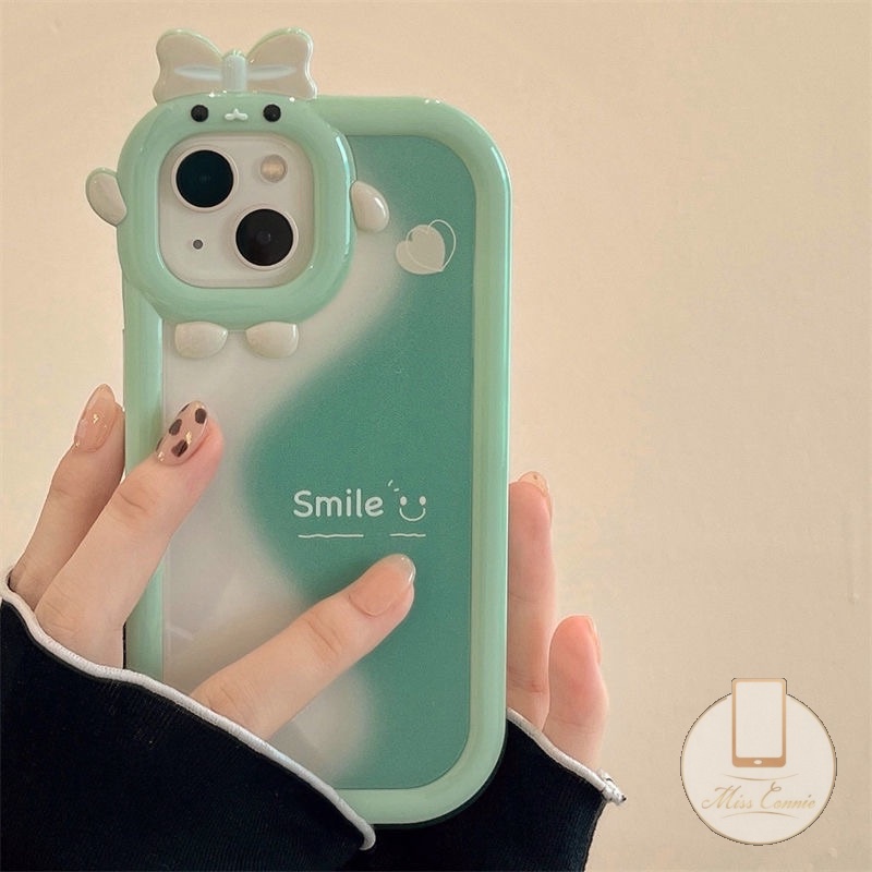 Casing Smile Splicing Hijau Gelombang Untuk Samsung A14 A03s A04 A04E A53 A12 A50s A32 A13 A03 A52 A50 A04s A30s A22 A51 A23 A52s A31 A21s A73 A02s A11 A71 A53 Lensa Monster Kecil Soft Case