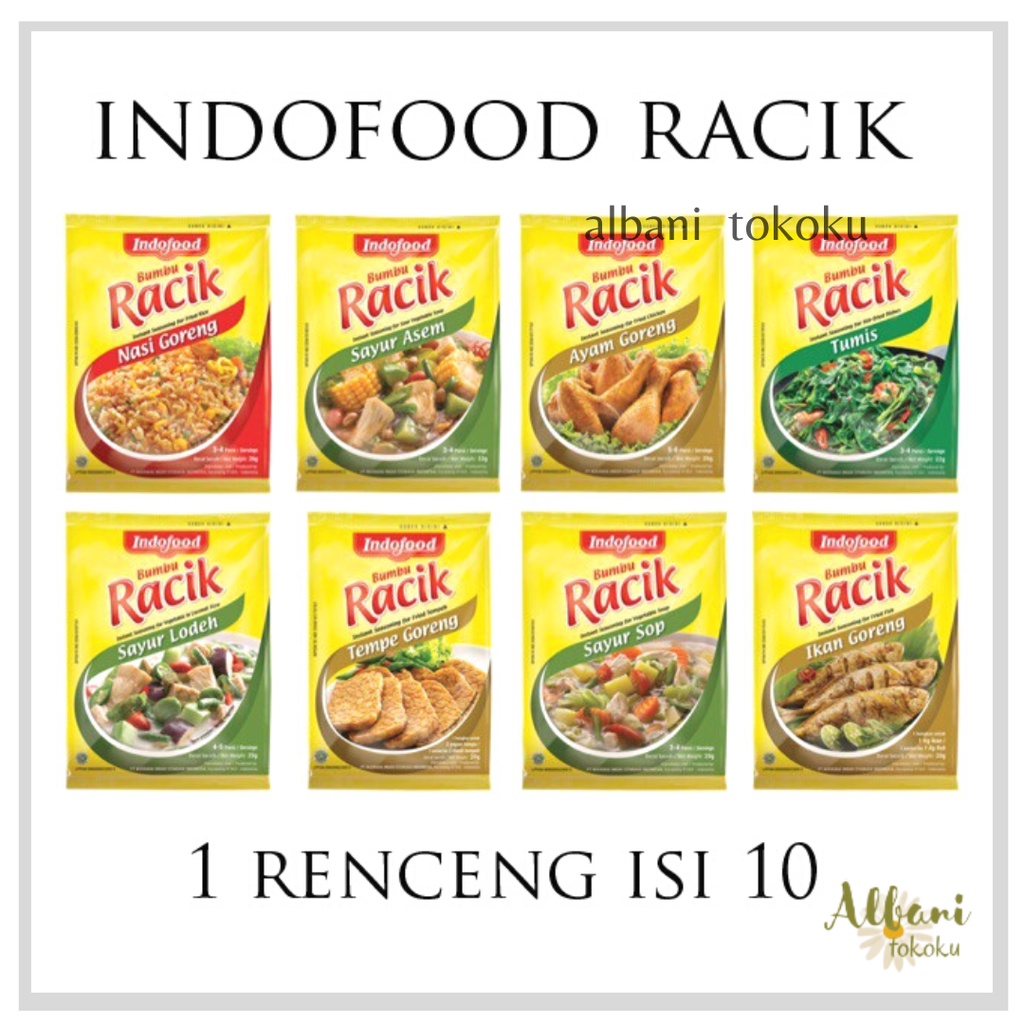 

INDOFOOD RACIK - Bumbu Racik Kemasan 1 Renceng Isi 10 Pcs - Bumbu Rempah Pilihan - Racik - Sayur Asem - Sayur Sop - Ayam Goreng - Tempe Goreng - Ikan Goreng - HARGA TERMURAH