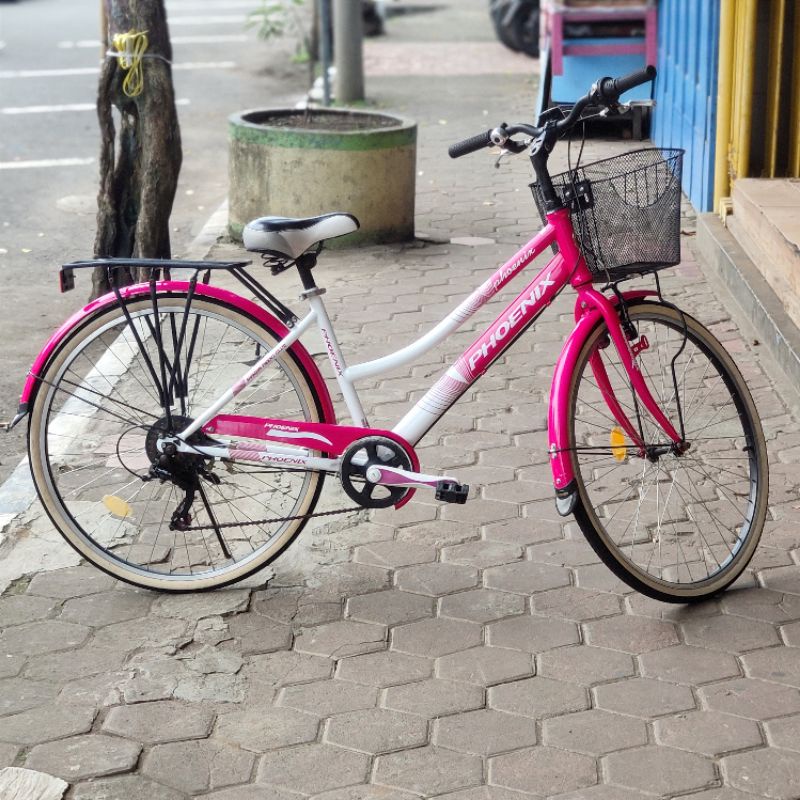 Phoenix City Bike Sepeda Bekas / Second uk 26" Pink Putih