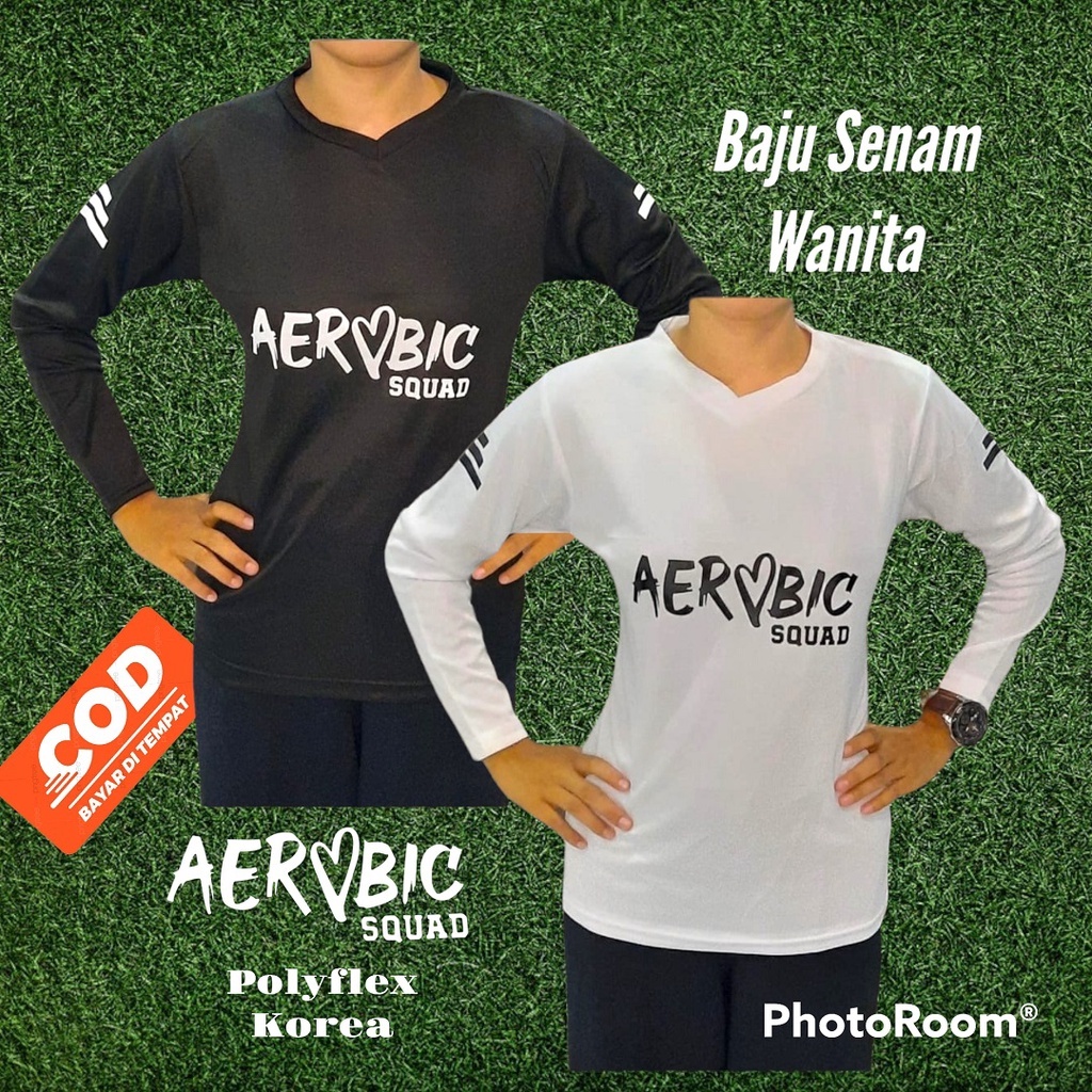 Baju olahraga wanita lengan panjang kaos atasan senam fitness gym aerobic voli