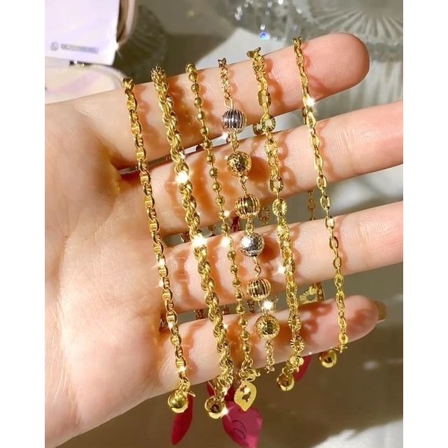 Gelang rantai mas kuning & rose gold kadar 8K / 375%