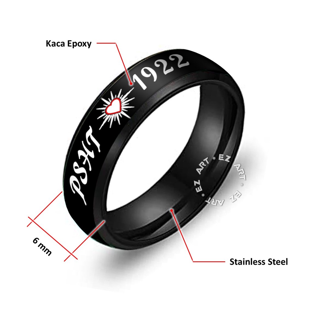 BLACK EDITION CINCIN PSHT HITAM PENDEKAR SILAT SH TERATE SIMPLE ELEGAN BAHAN TITANIUM STEEL PREMIUM ANTI KARAT