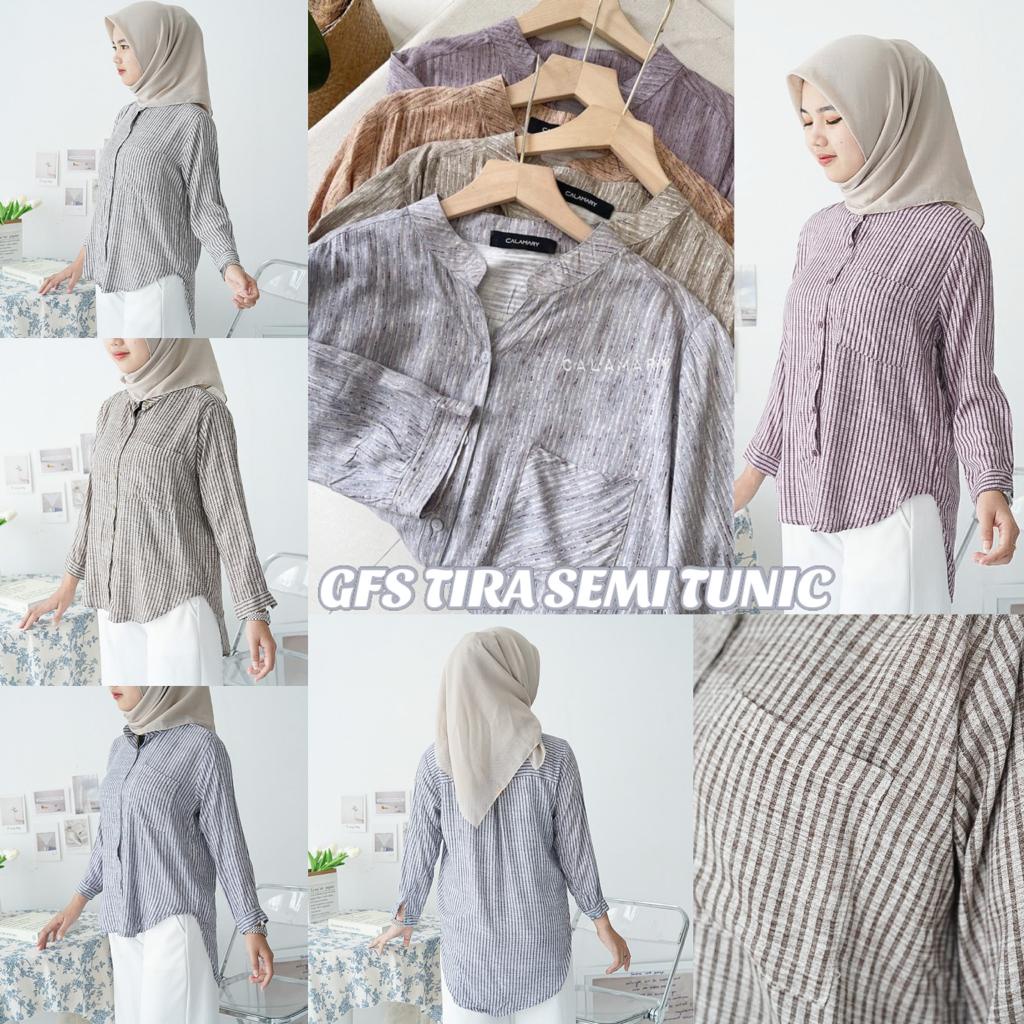 BEFAST - ZFS OOTD Tunik CACA / TIRA RAYON DIAMOND TUNIC / Pakaian Muslimah / Tunik Stripe Casual Wanita / Atasan Lengan Panjang / Fashion Kekinian Remaja ABG / Outfit Wanita Hijab / Tunik Wanita Kerja Terlaris