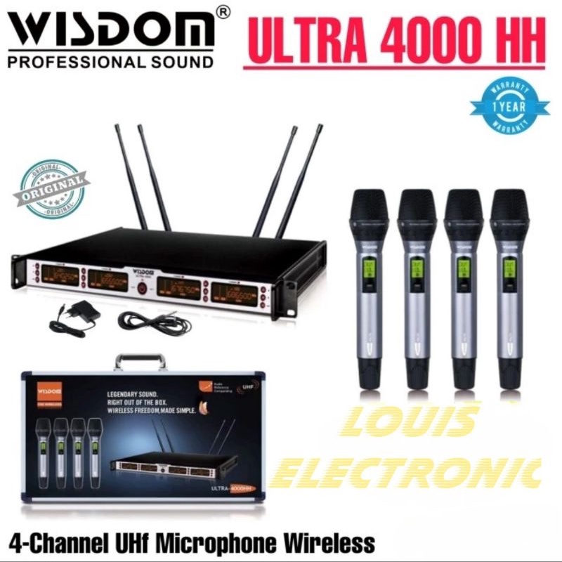 Mic Microphone Wireless WISDOM ULTRA 4000 HH 4000HH 4 Mic Handle UHF ORIGINAL