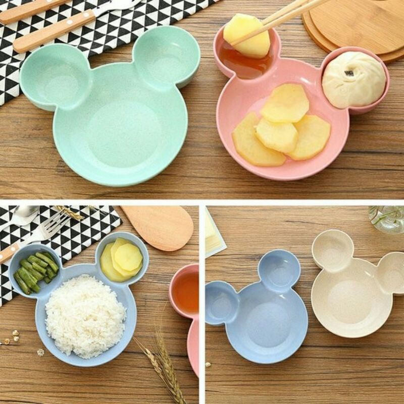 mangkuk makan anak bentuk karakter Mickey mouse bahan plastik Food Grade / Piring Makan Bayi MPASI / Mangkok makan Anak bayi / Peralatan Makan Bayi