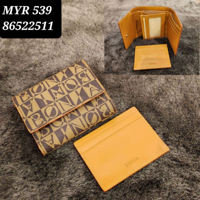 dompet lipat bonia original short wallet monogram free card holder