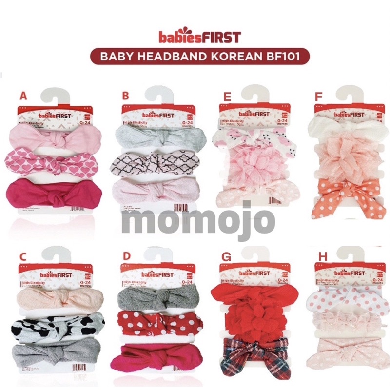 BabiesFirst Headband Korean Motif / Korean Headband / Bandana Pita Korea / Bando Anak Bayi [ISI 3]