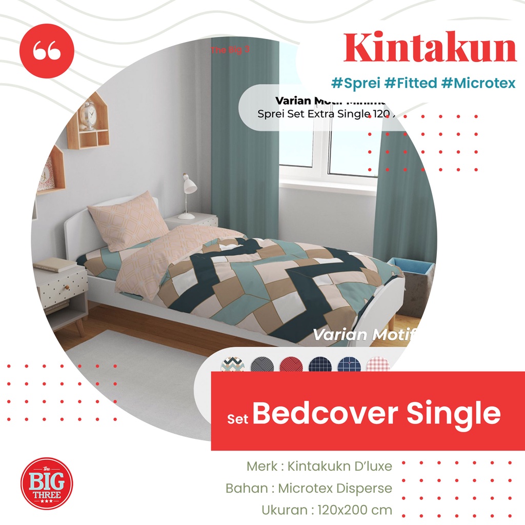 KINTAKUN Bedcover + Sprei 120x200 motif Amina Adira Madana Wiyata Gemi Rena Marma Candramawa Azura Bakula Elva Bena Hanum Kirana Dahayu  Amerta Gian Gista Janitra Kartika Rahajeng Savita Tarani Utari Wira - SINGLE 120 BC TBT