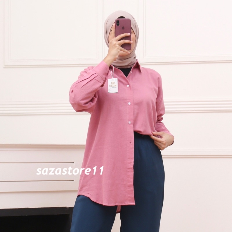 Anna Shirt - Kemeja Oversize Linen Wanita 999 - Linen Shirt - Atasan Wanita Lengan Panjang