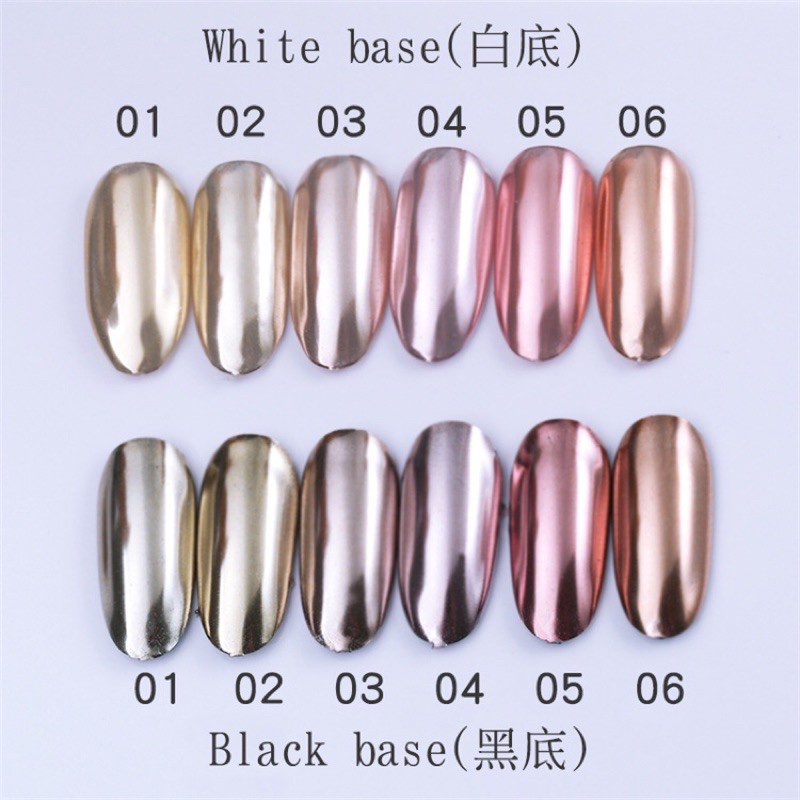 Nail chrome gold auburn brown powder japan style / bubuk chrome rose gold deep tone brown