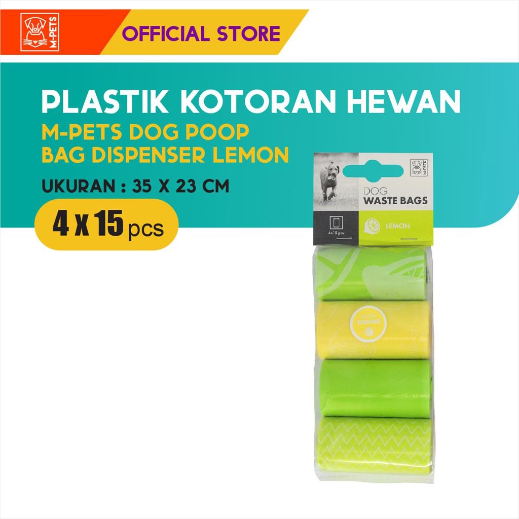 M-Pets Dog Poop Bag Dispenser Lemon 4x15 Pcs / Plastik Kotoran Hewan