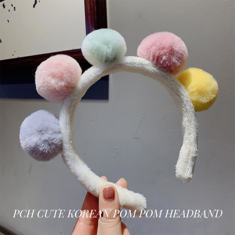 PCH KOREAN CUTE POM POM HEADBAND / BANDO POM POM KOREA Warna Warni Aksesoris rambut wanita