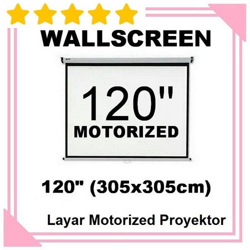 Layar Proyektor Otomatis 120 Inch Layar Dinding Gantung Remote Wallscreen Motorized Projector Screen